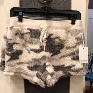 PJ Salvage Camo fuzzy fleece shorts
